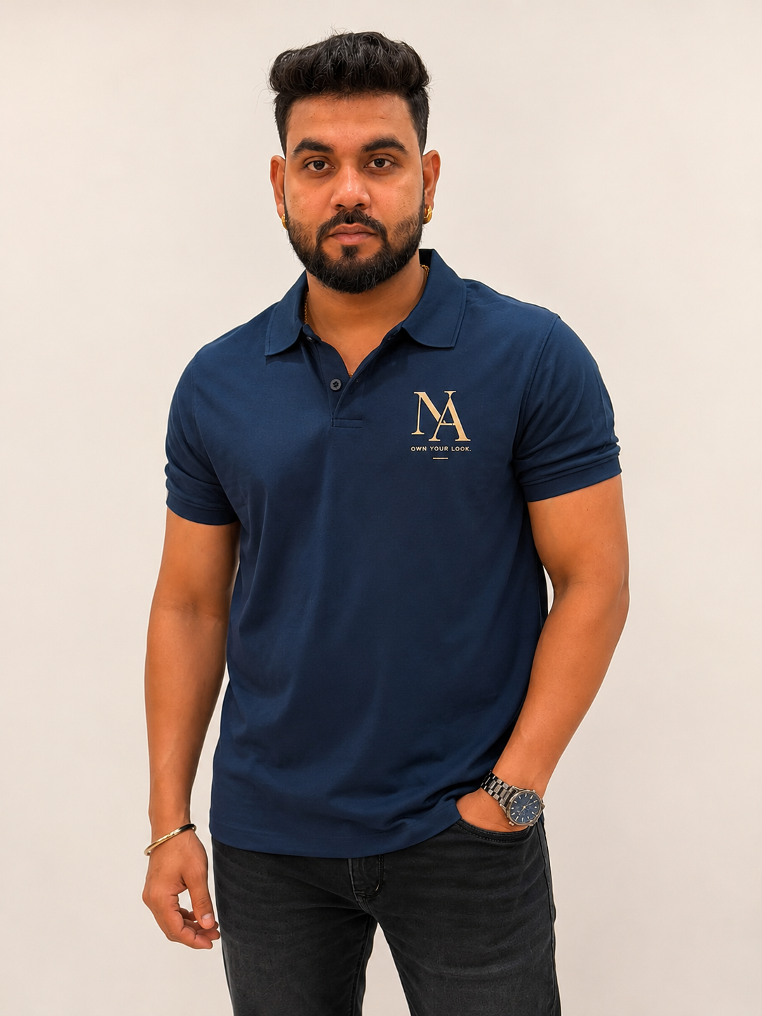 Men Polo T-shirt Navy Blue